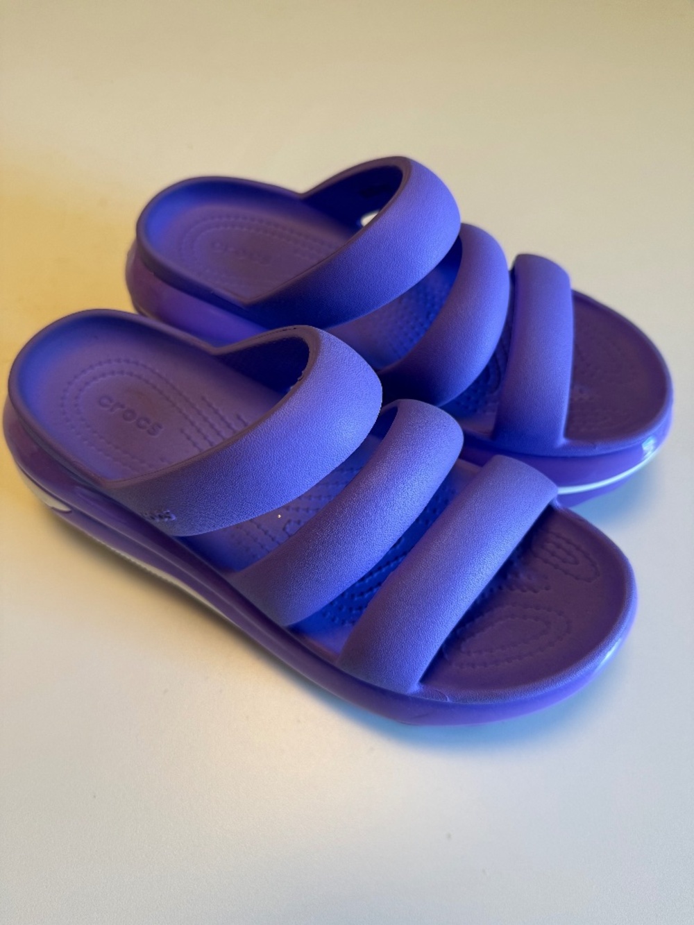 Crocs Mega Crush Triple Strap Platform Sandal Purple/White